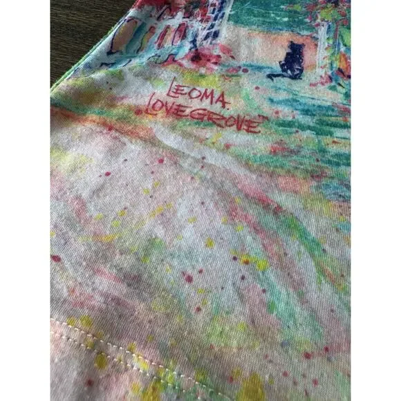Leoma Lovegrove Shirt Womens Small Multicolor Beach Cottage Art 3/4 Sleeve - Picture 4 of 7